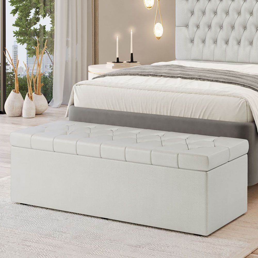 Calçadeira Baú Sagitarius Para Cama de Casal Queen 160cm no Tecido Veludo - Agilidade e Elegância Aradecor