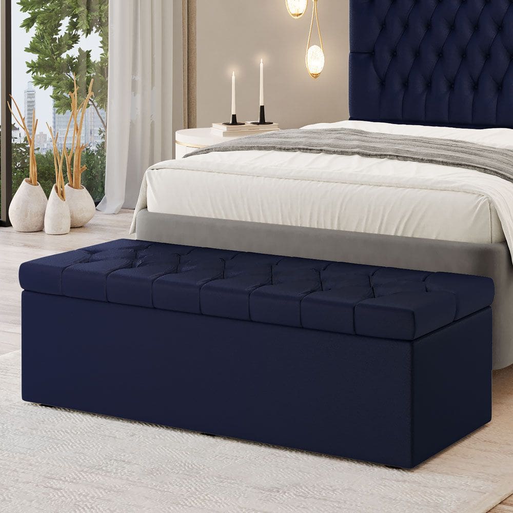 Calçadeira Baú Sagitarius Para Cama de Casal Queen 160cm no Tecido Courino - Agilidade e Elegância Aradecor