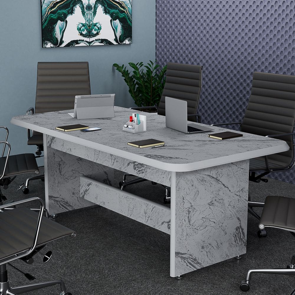 Mesa De Escritório Retangular Para Reuniões 6 Lugares Estrutura Firme