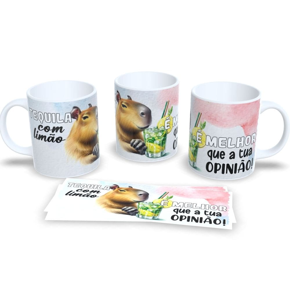 Caneca Capivara Branca Porcelana Resistente Micro-ondas