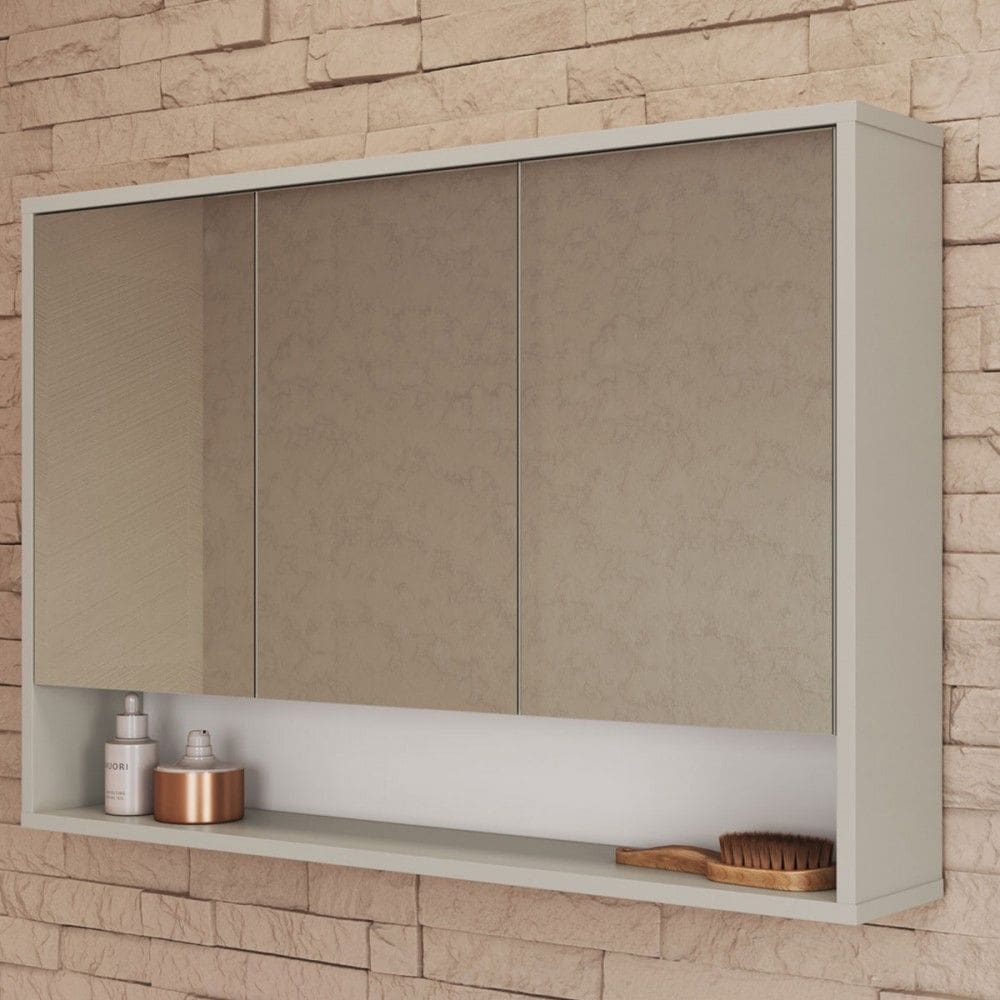 Armário de Banheiro Bari 3 Portas com Espelho Arenas - Art In Móveis