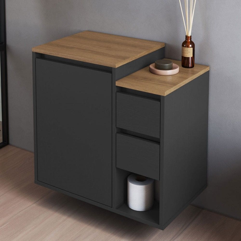 Armário de Banheiro Bahamas 1 Porta 2 Gavetas Grafite - Art In Móveis