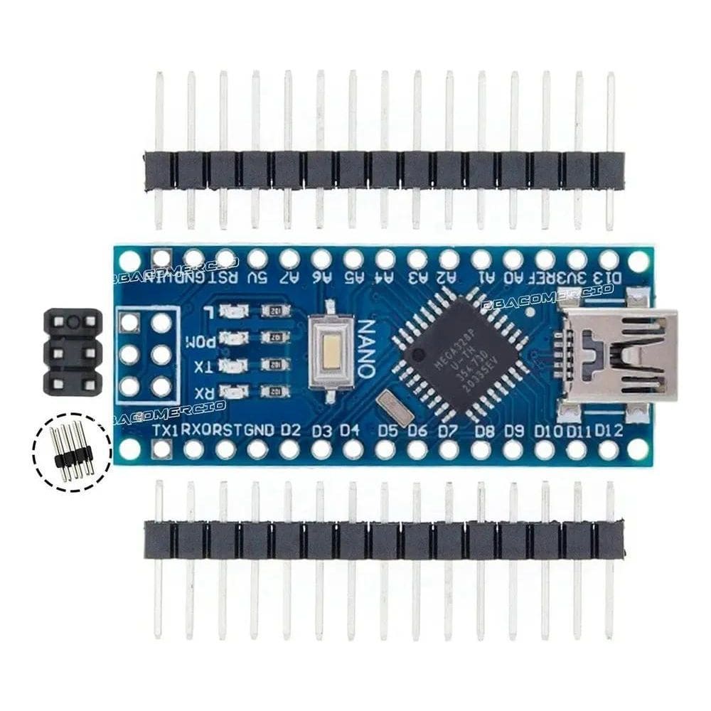 2X Placa Arduino Nano Com Conector V3 Pino Não Soldado Mega3