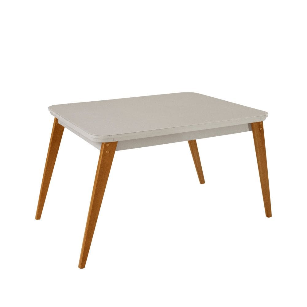 Mesa de Jantar Copper 120cm Madeira Tampo com Vidro Canto Copo Moderna Mobilia