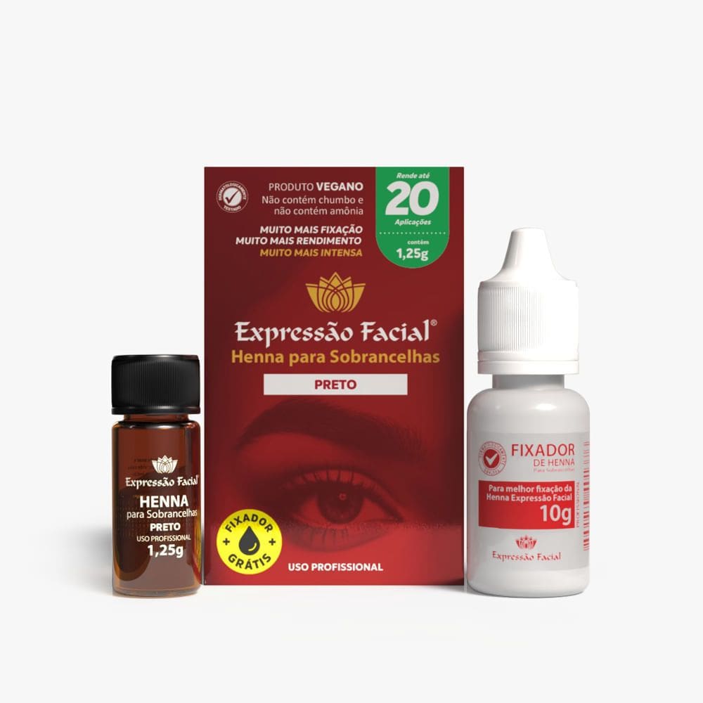 Henna para Sobrancelhas Expressão Facial Preto com 1,25g