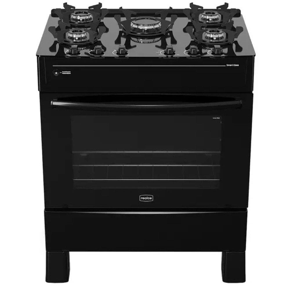 Fogao Realce Smart Glass 5 Bocas Automatico Mesa de Vidro