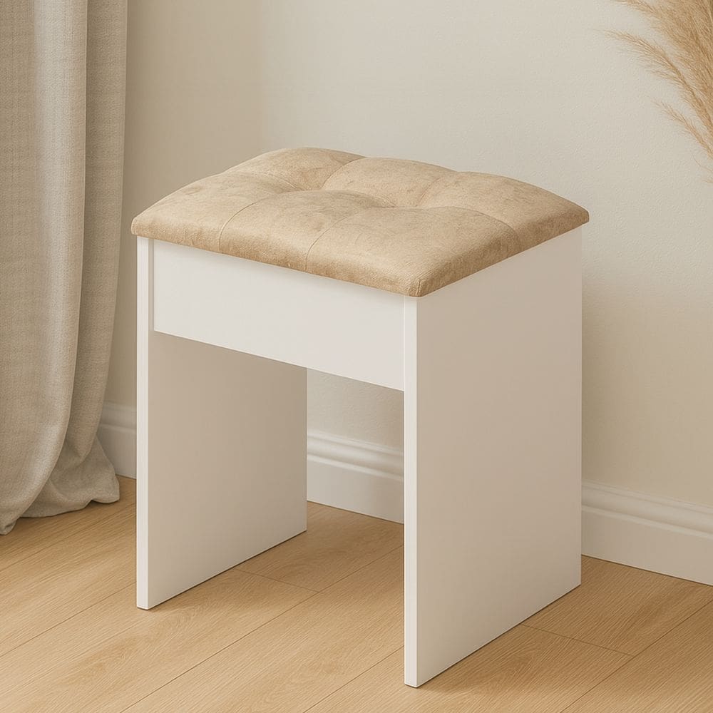 Banqueta Camarim Pequena Estofada Para Penteadeira Quarto e Closet