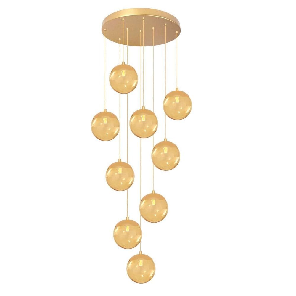 Pendente Moderno Dourado 50Cm Pé Direito Alto Sala Escada Vi