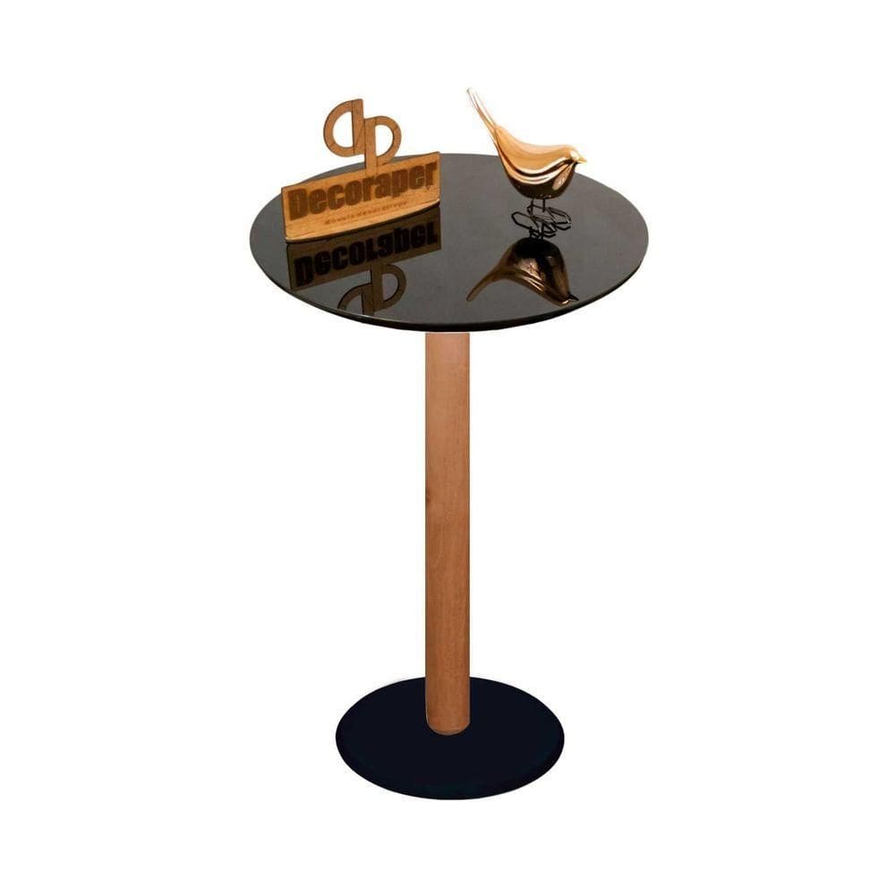 Mesa De Canto Monopé Com Vidro 45cm Preto 70cm