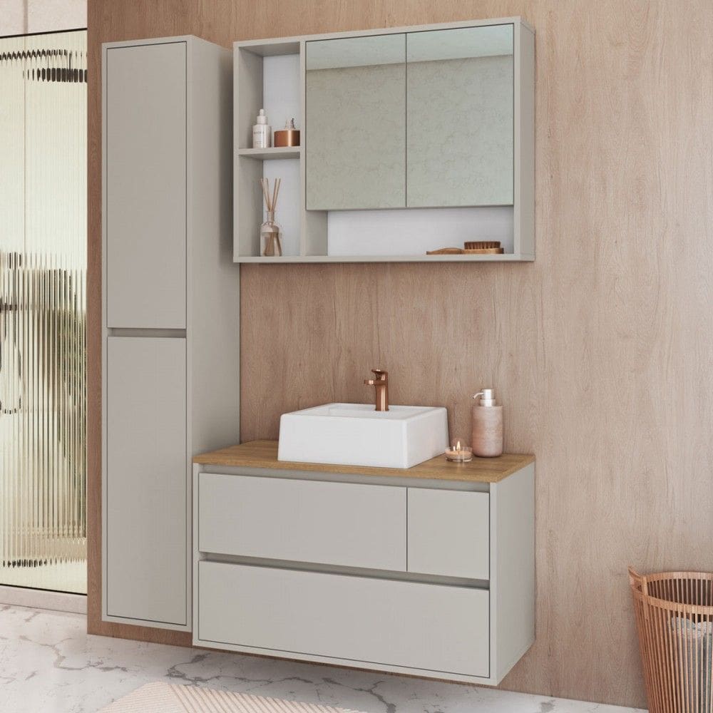 Armário de Banheiro Belarus 6 Portas 1 Gaveta com Cuba e Espelho Arenas - Art In Móveis