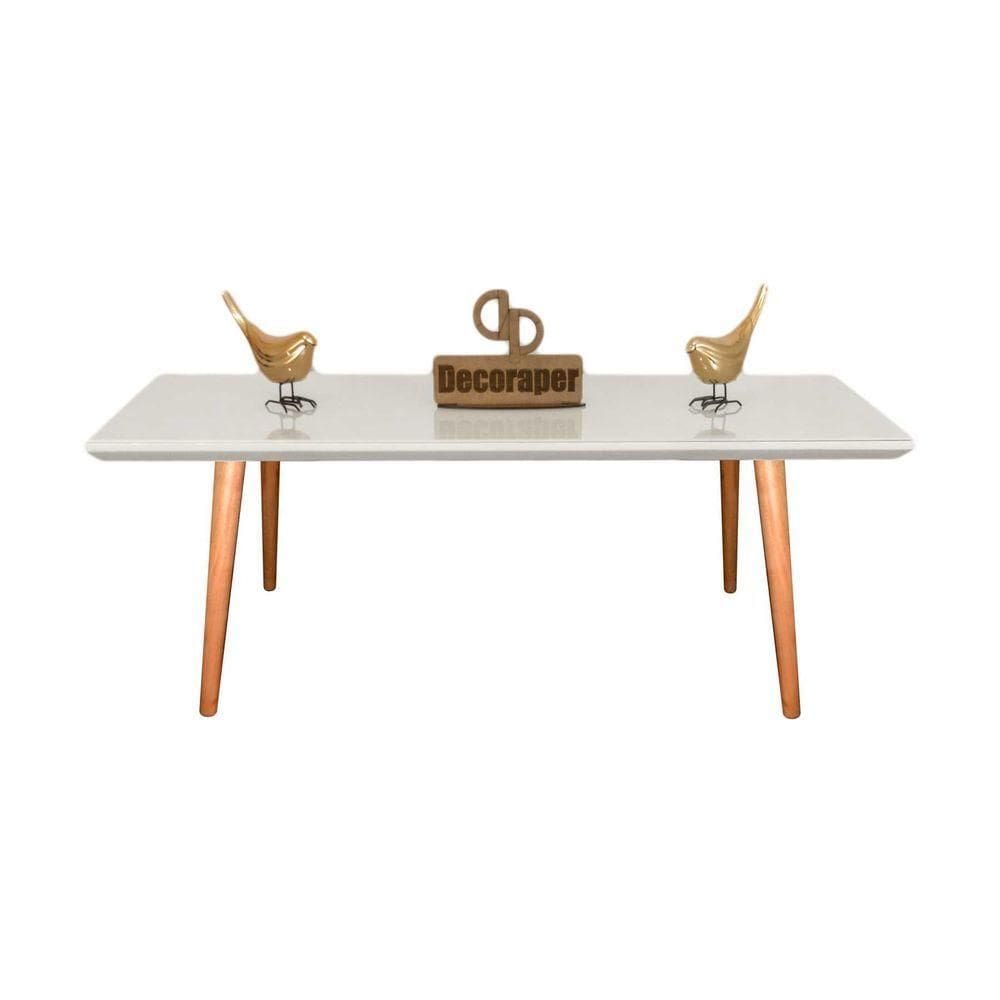 Mesa De Centro Retangular Com Vidro 120x60 Branco