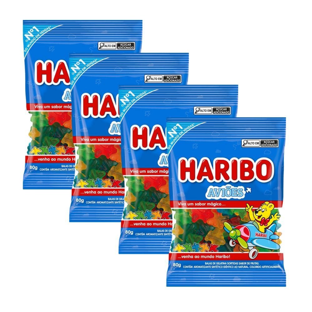 Kit 4 Balas Haribo Aviões 80g