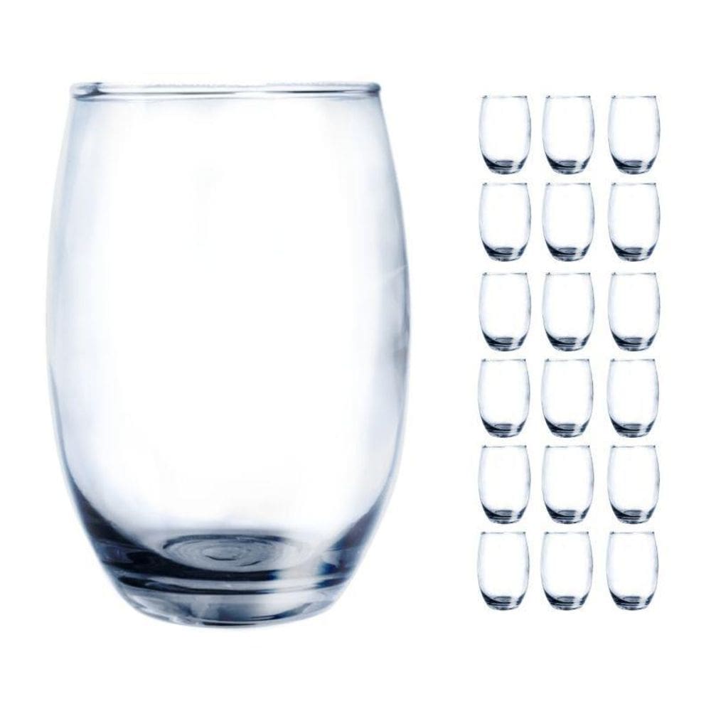 Copo Vidro 450Ml  Suco, Água  Bellagio Kit Com 18 Transp.