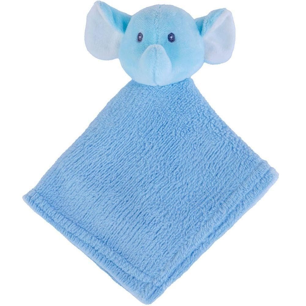 Naninha Para Meninos Coral Fleece 100% Poliéster 27x27cm Elefante Azul
