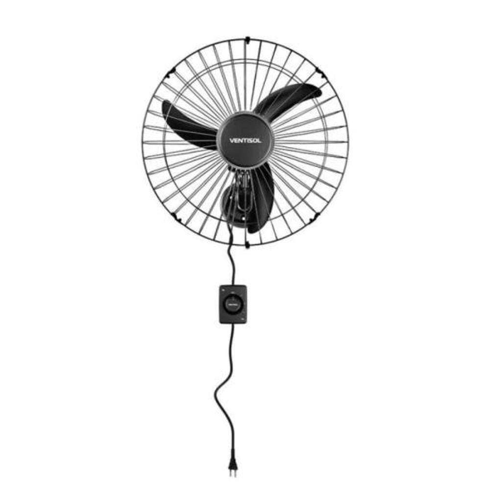 Ventilador De Parede Ventisol Oscilante 50cm Aço Preto Bivolt