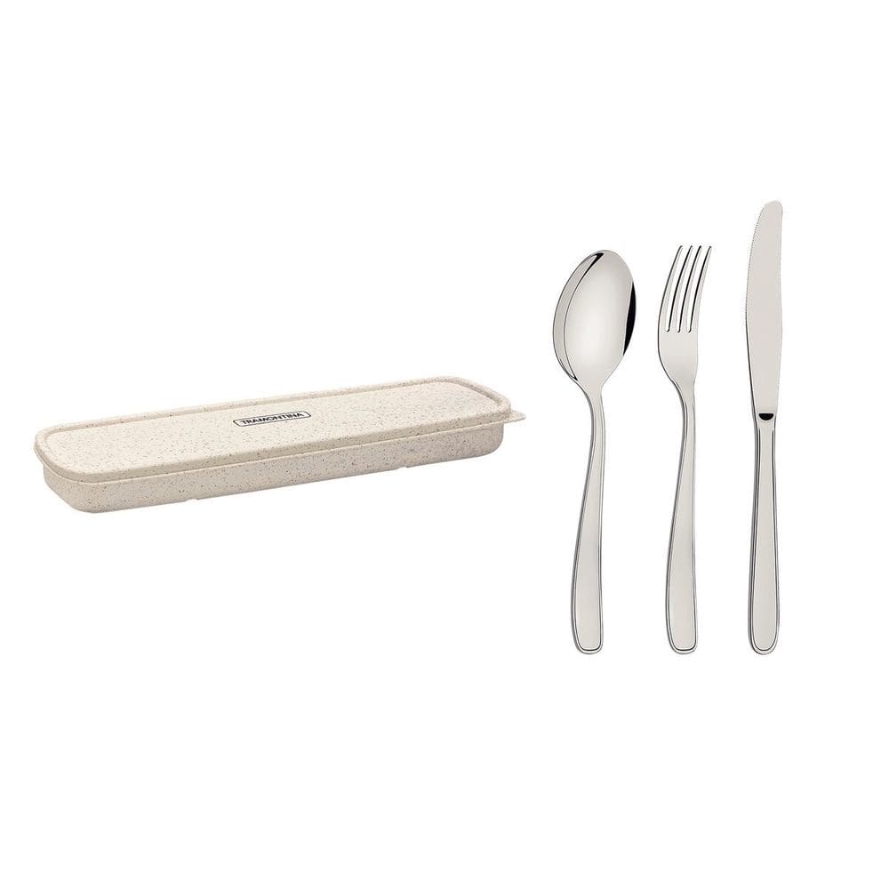 Conjunto de Talheres By Me com Estojo Colher Garfo Faca Inox Portátil Tramontina