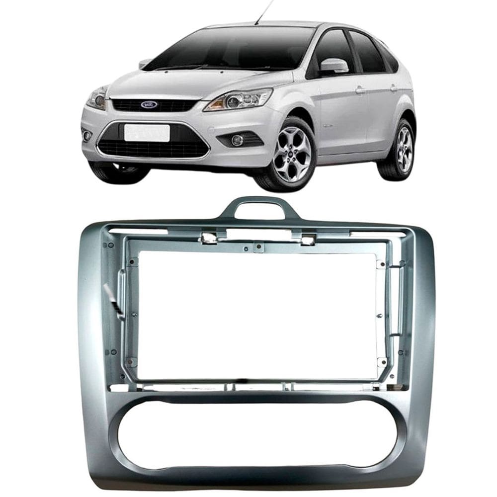 Moldura 9 Polegadas Focus Ar Digital 2009 à 2013 Prata Painel Central Multimidia Som