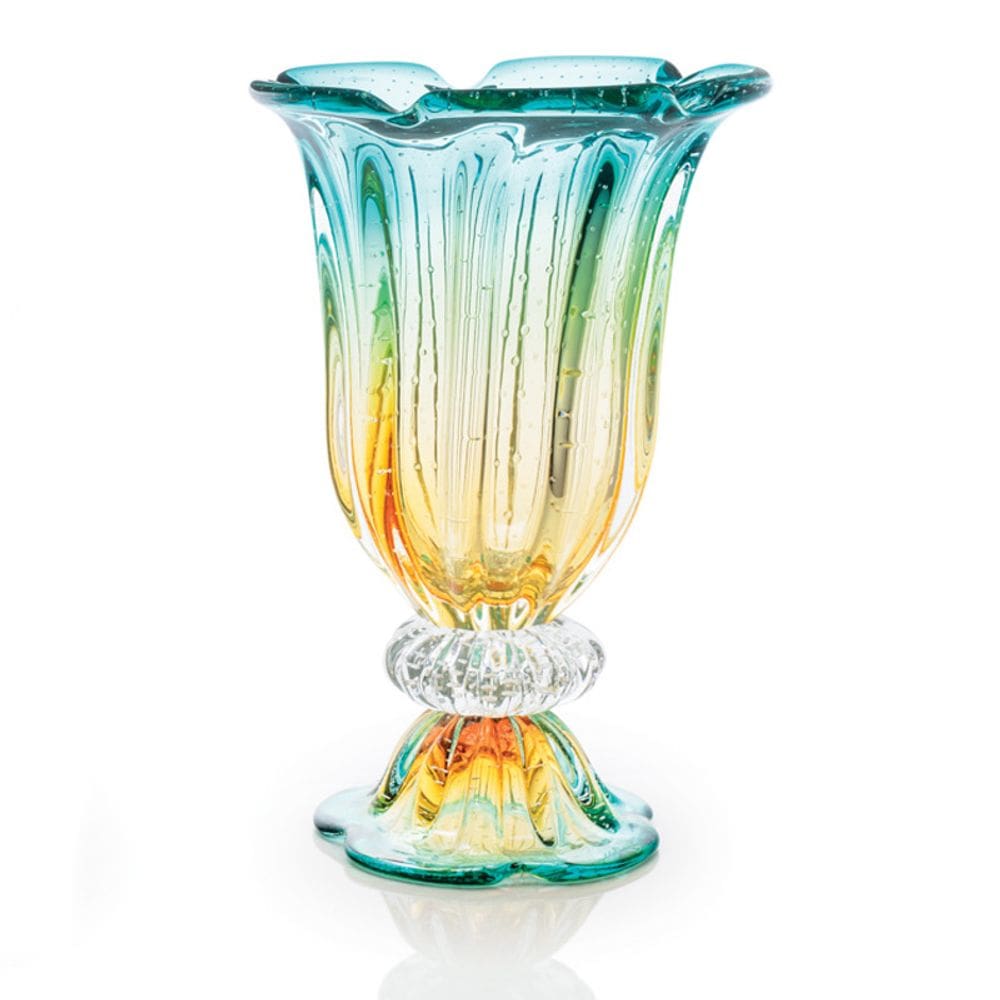 Vaso Em Cristal Murano Esmeralda  Assinado  São Marcos