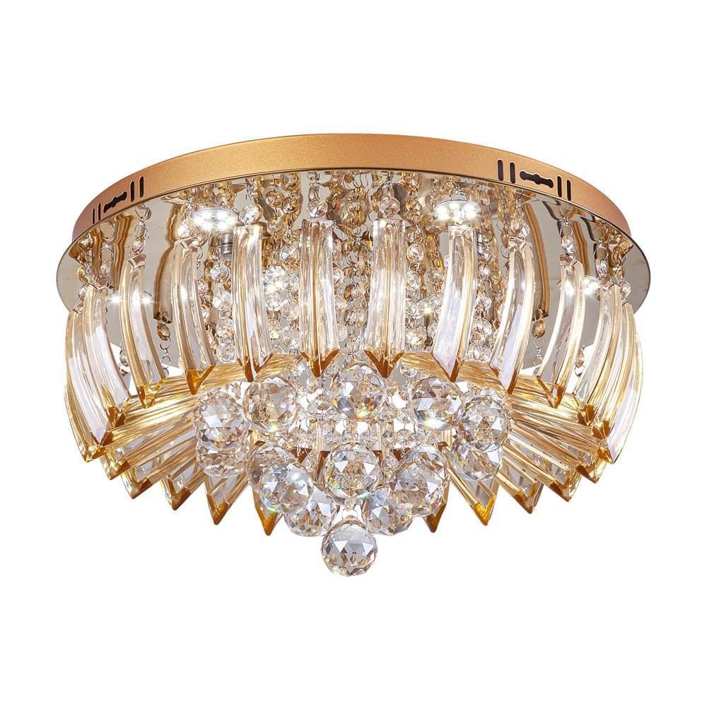 Plafon Led Cristal E Acrílico Greta 45Cm 24W Dourado 6500K