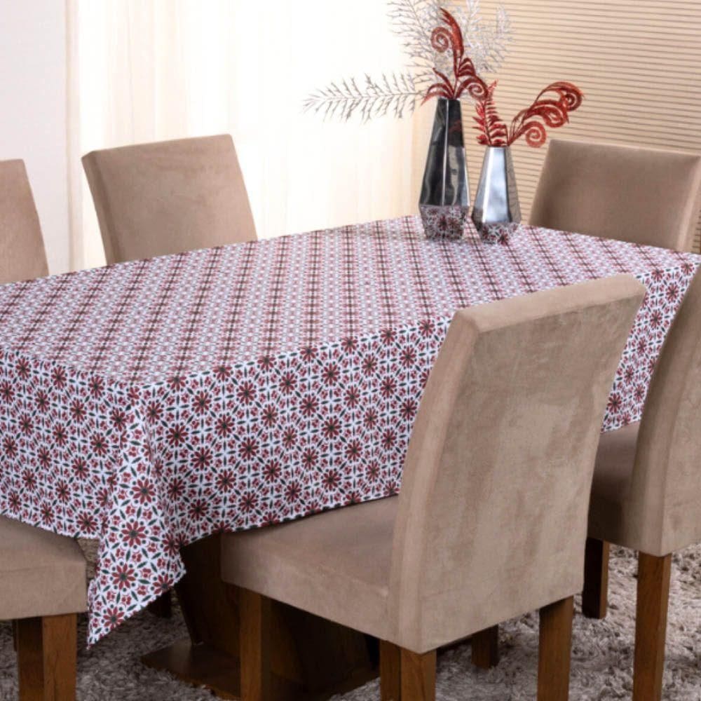 Toalha De Mesa Natal Estampa Digital 2,50m X 1,40m Para 8 Lugares Tecido Oxford - Modelo 5 - 100% Poliéster