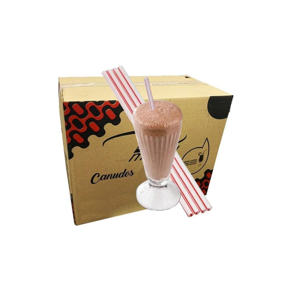 Canudo Plástico Grosso 10Mm Milk Shake Em Sachê  1Cx  C/1000