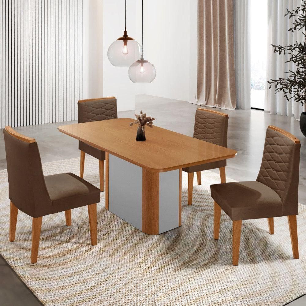 Mesa De Jantar Isadora 4 Cadeiras Eloise Veludo