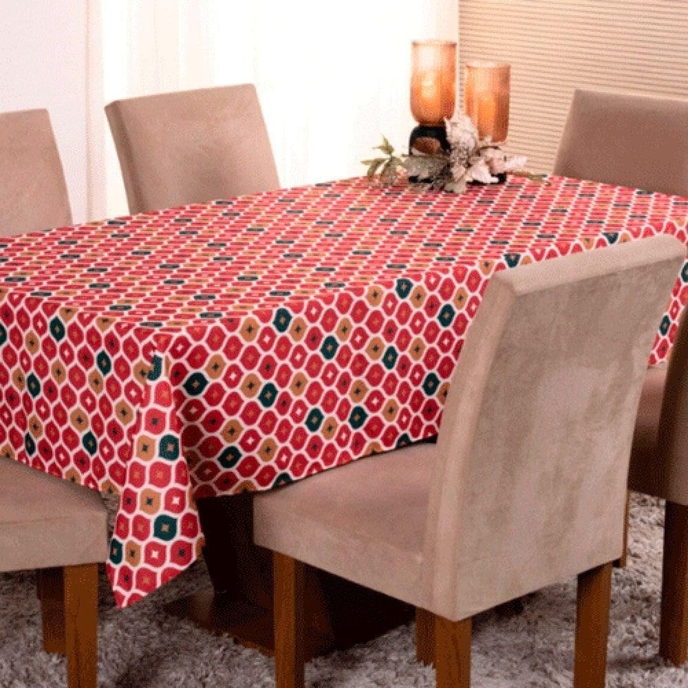 Toalha De Mesa Natal Estampa Digital 2,00m X 1,40m Para 6 Lugares Tecido Oxford - Modelo 6 - 100% Poliéster