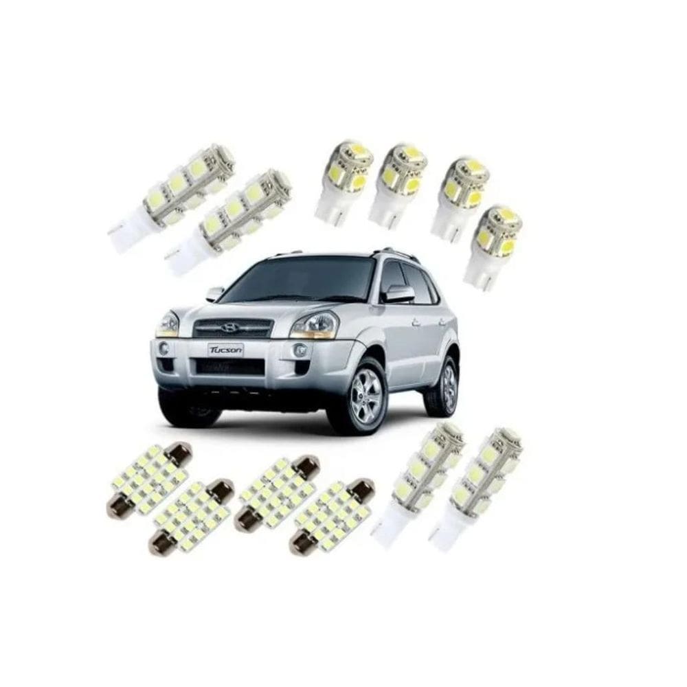 Kit Led Tucson 12V - Luz Branca Pingo Teto Placa Ré