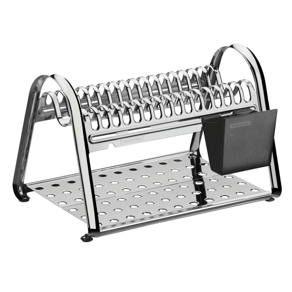 Escorredor de Louças Inox Brilhoso Plurale Pratos Copos Talheres Tramontina