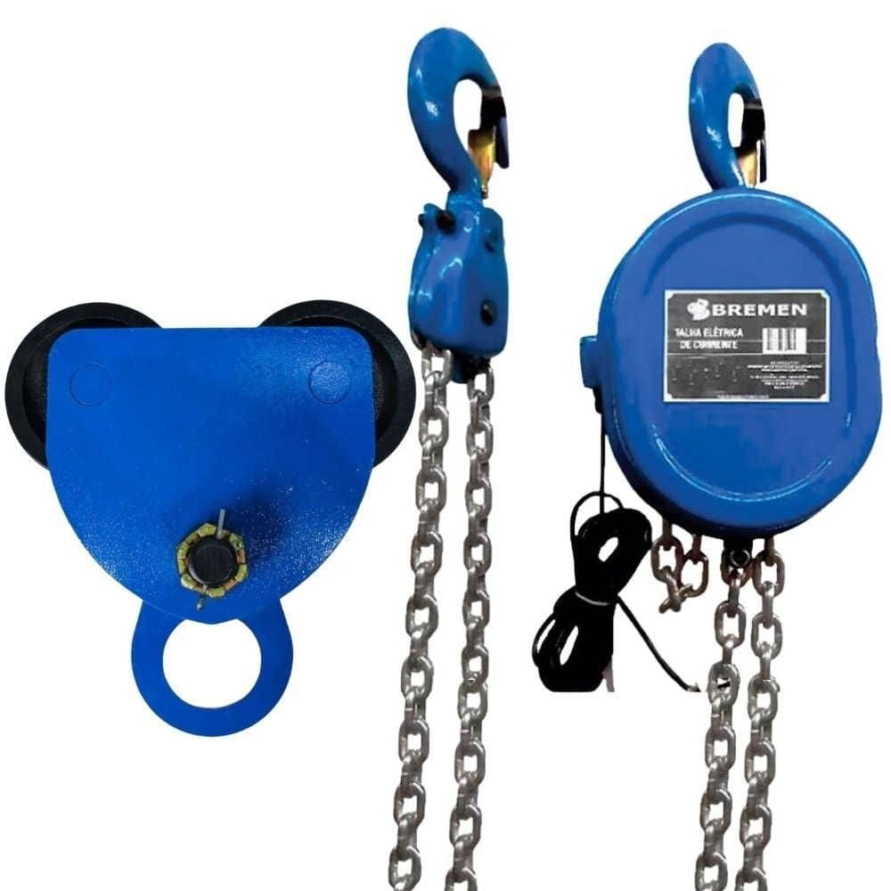Carro Trole Manual 3 TON com Talha Elétrica 3 TON Elevação 5 Metros BREMEN