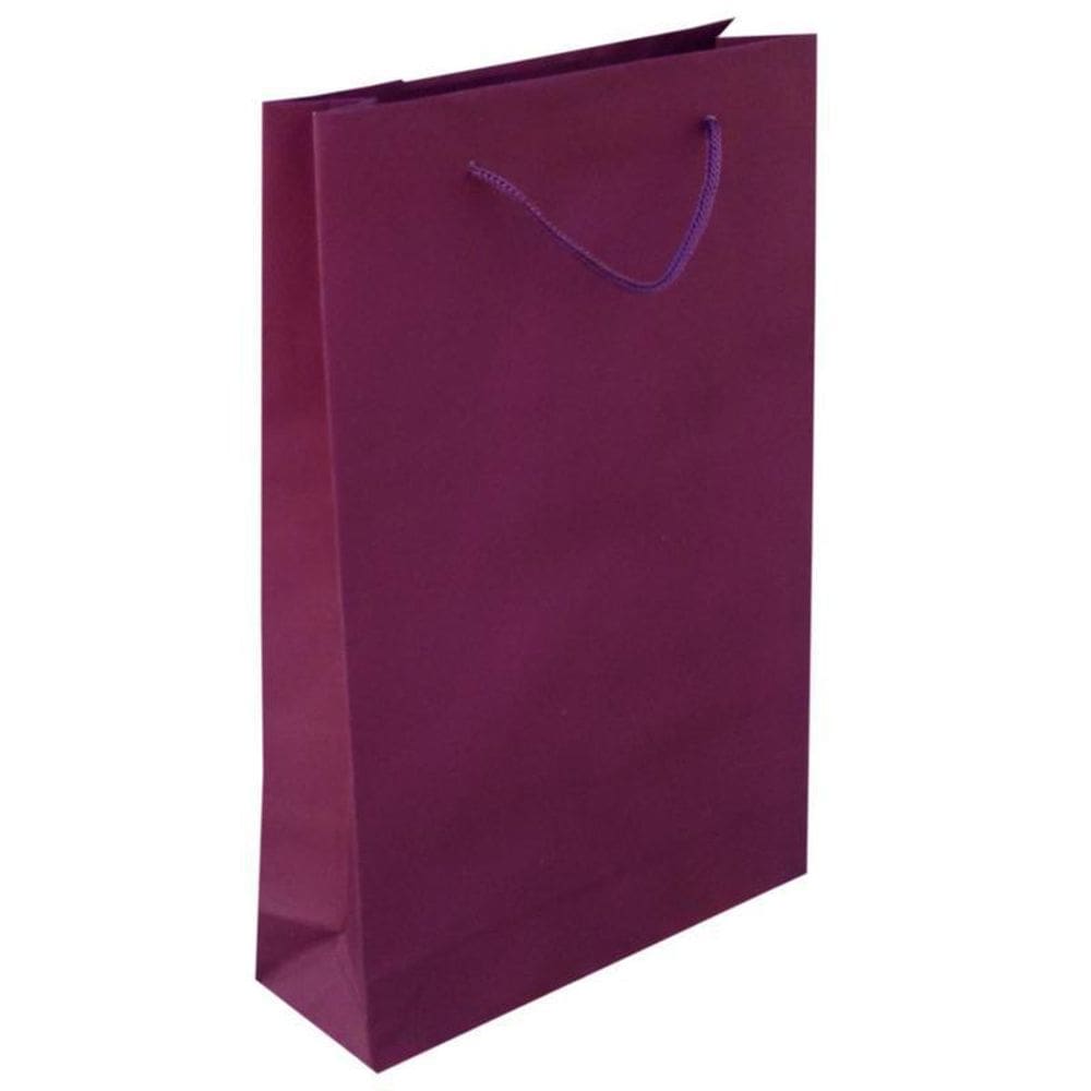 100 Sacolas De Papel Roxa 25x17x6cm - Alças de Nylon