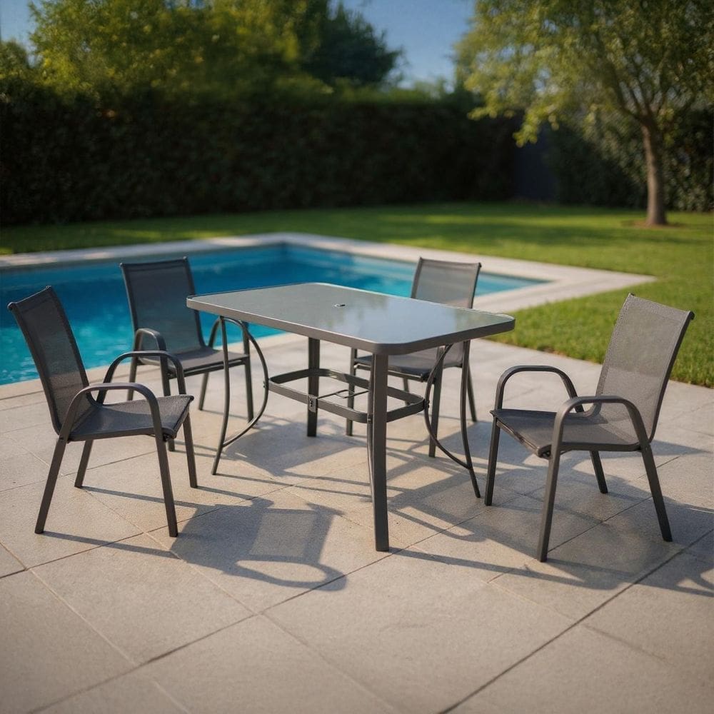 Mesa Jardim Retangular 6 Lugares 150x90x70cm Tampa De Vidro