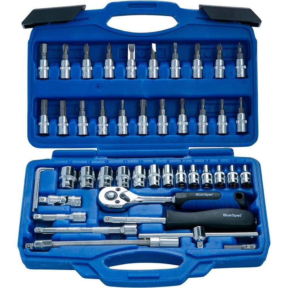 Kit Jogo Soquete 46 Pçs Aço Crv 1/4 Catraca Chave Com Maleta