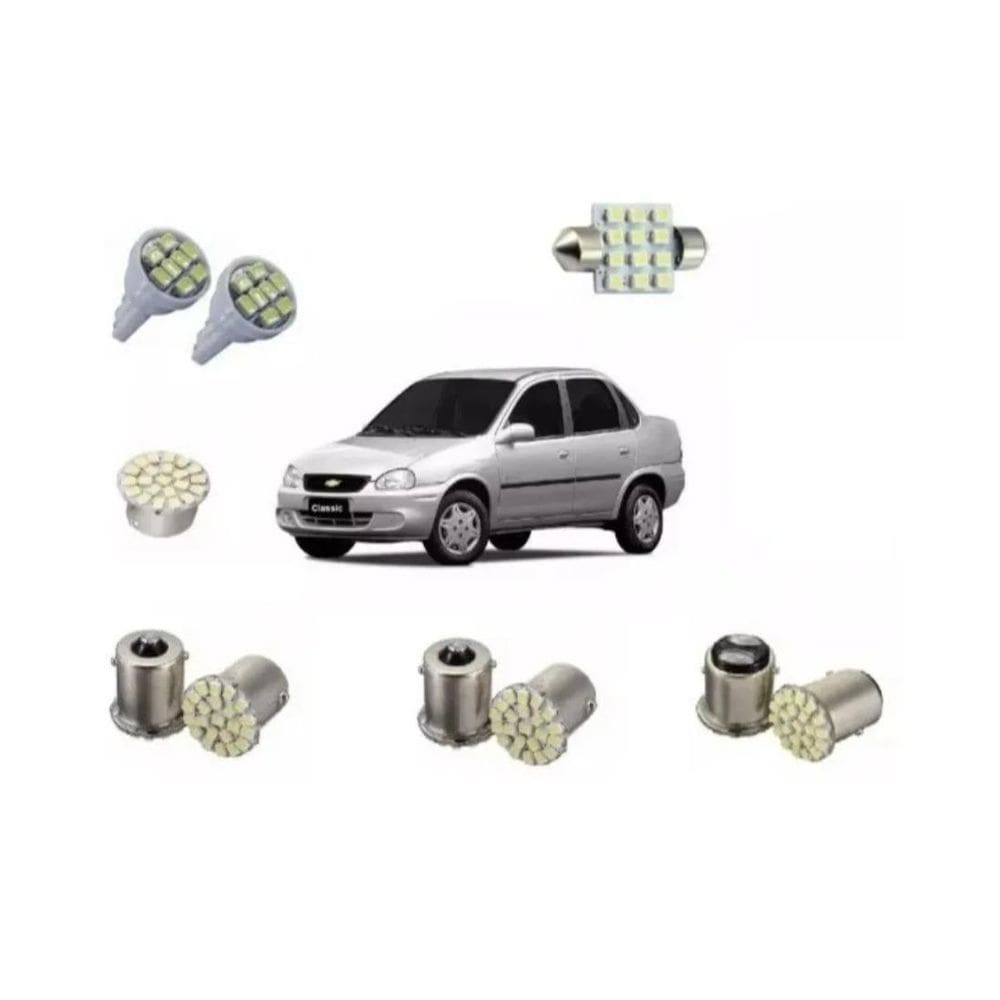 Kit Lâmpadas Led Corsa Classic Sedan Teto Placa Ré Lanterna