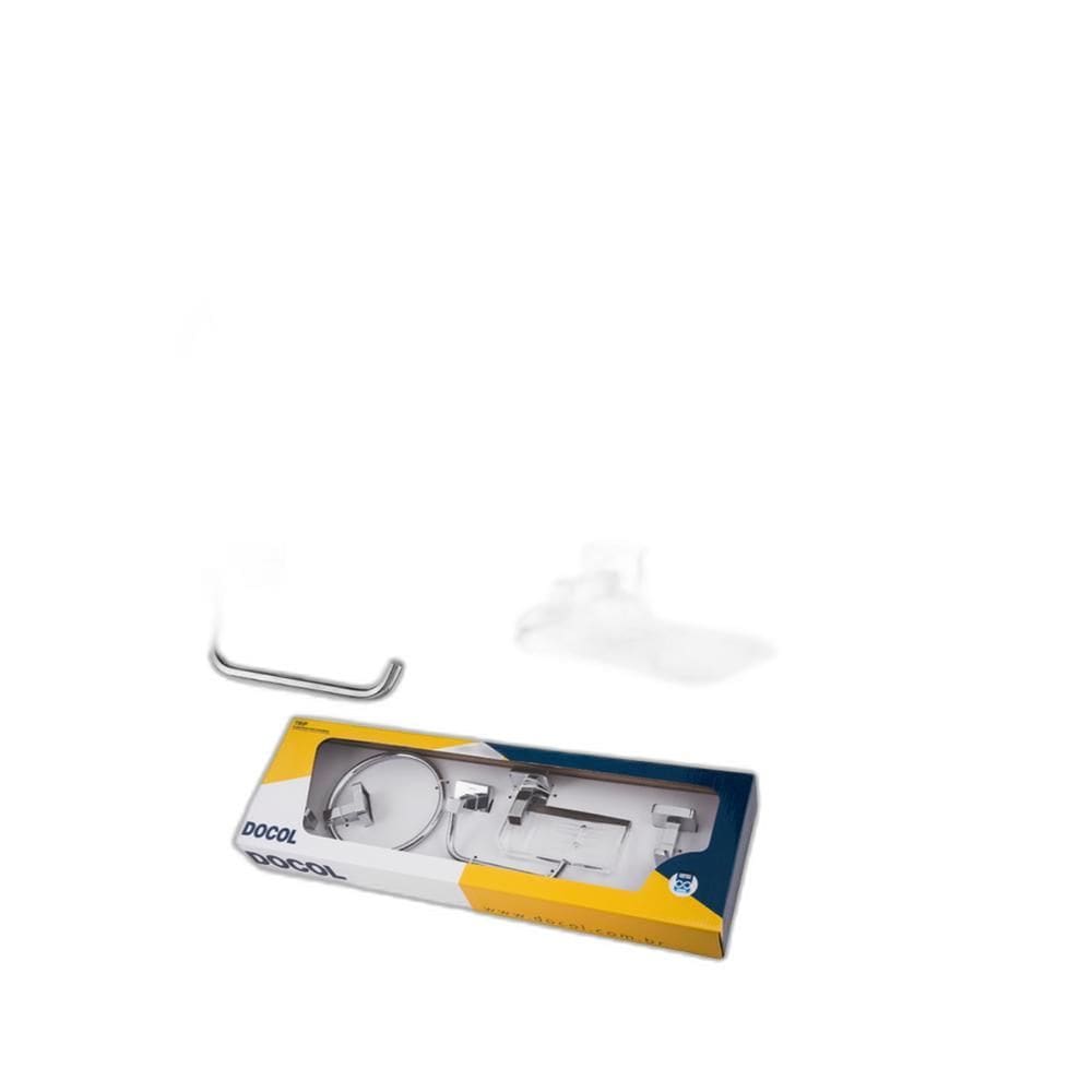 Kit Acessórios Banheiro Trip Quadrado Cromado