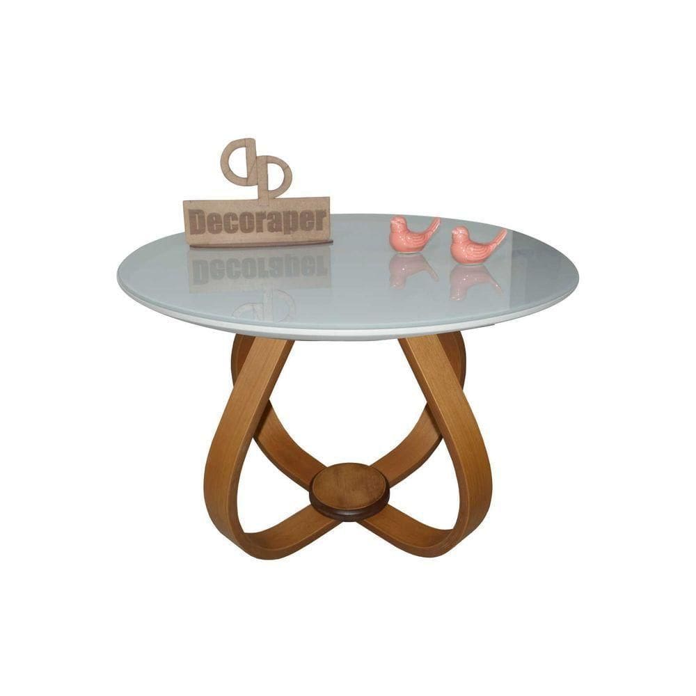 Mesa De Centro Cebola Com Vidro 60cm Off White 35cm