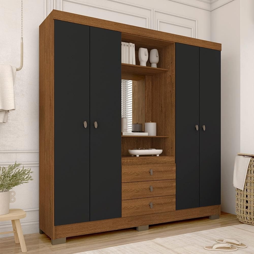 Guarda Roupa Solteiro Jane Com Espelho 4 Portas 3gav Fre/pto Fos - M.a