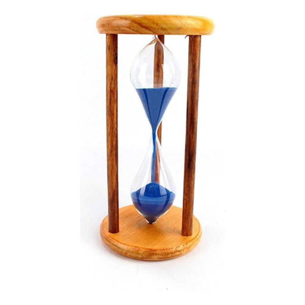 Ampulheta Madeira E Vidro Relógio De Areia Azul 45 Seg Fg