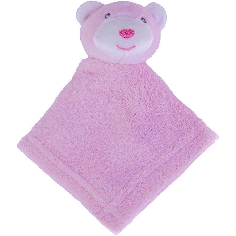 Naninha Para Meninas Coral Fleece 100% Poliéster 27x27cm Urso Rosa