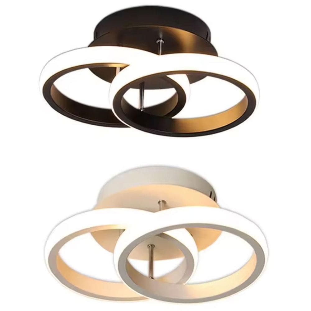 Lustre Luminaria Teto Led 3 Cores Redondo 25X10X19Cm - Preto