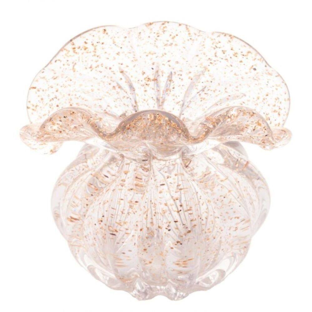 Vaso De Vidro Italy Dourado 15,5 X 16 Cm Lyor