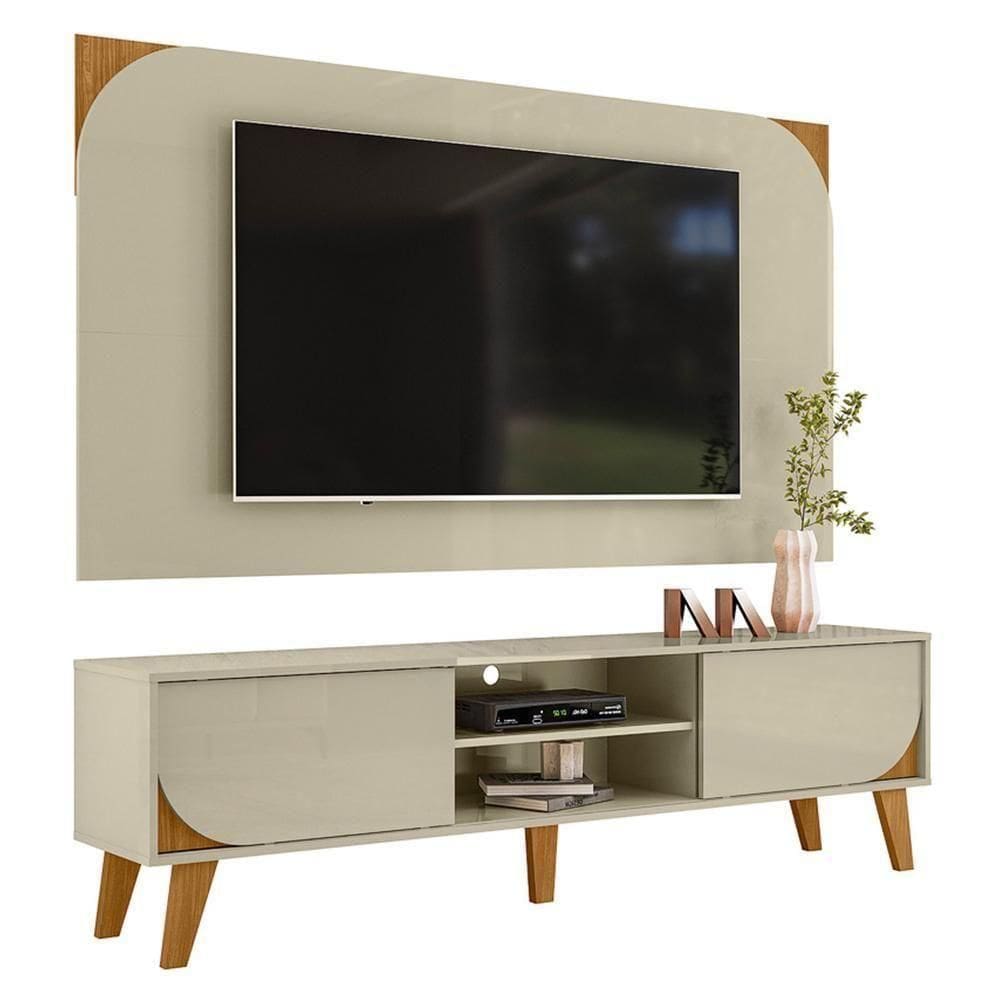 Rack Bancada Com Painel Duna Cumaru/opala Para Tv Até 65” - Madetec Cumaru/opala