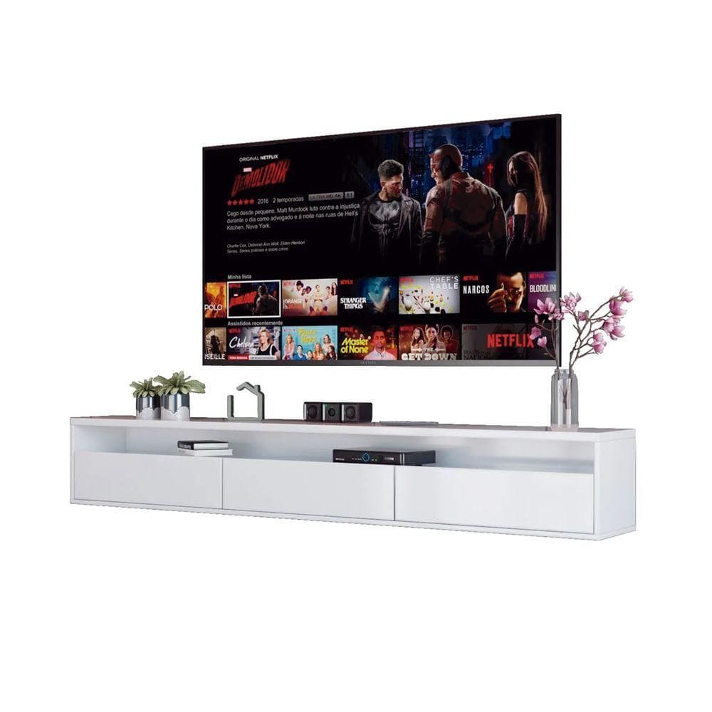 Rack Suspenso Pequeno De Parede Ou Painel Para Sala De Tv Ou Quarto Life 1.12 - Branco - Moveisaqui