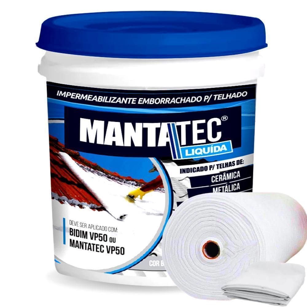 Kit Manta Liquida Emborrachada 12Kg + 10M2 Bidim Cor Cinza
