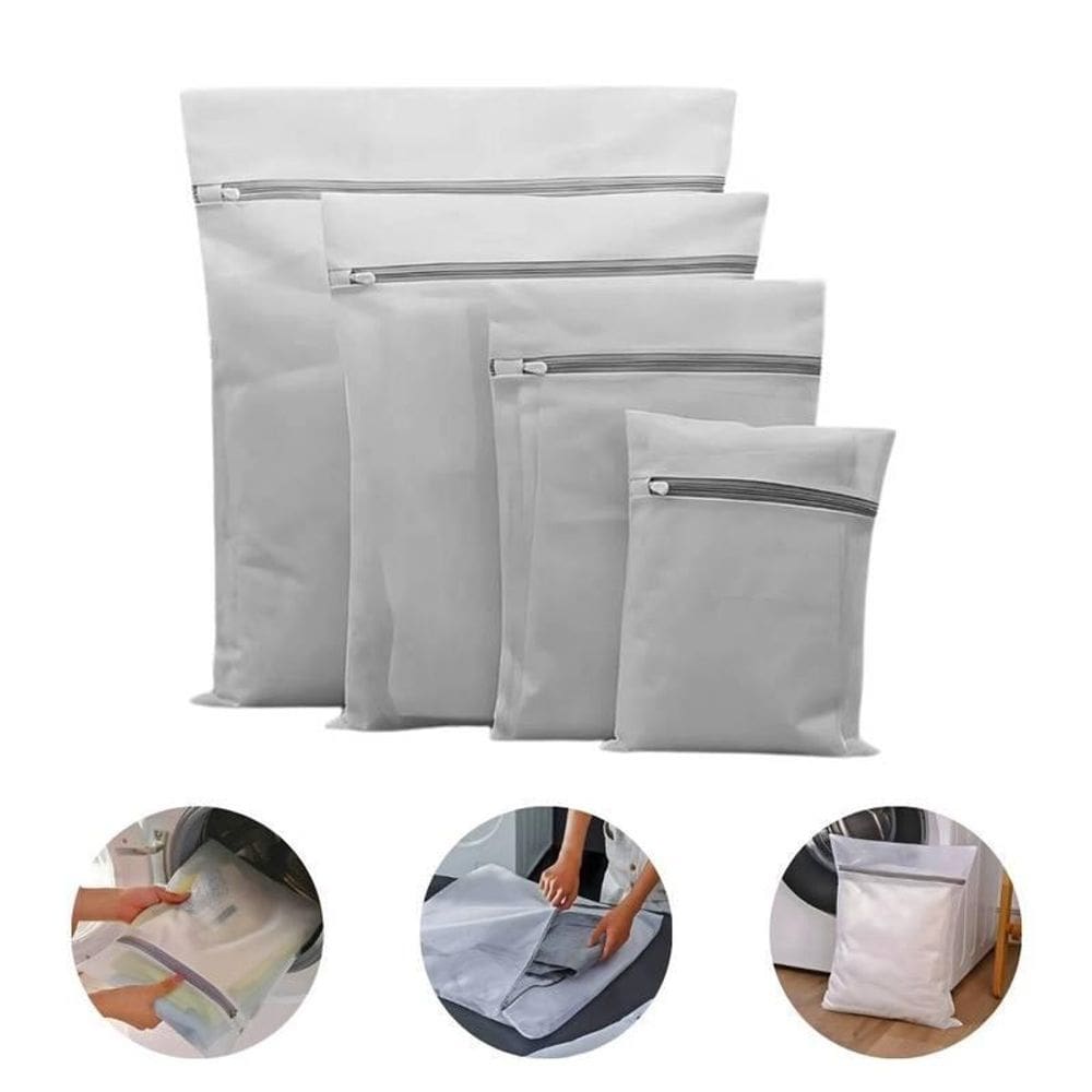 Kit 04 Saco Para Lavar Roupa Com Zíper Protege As Roupas