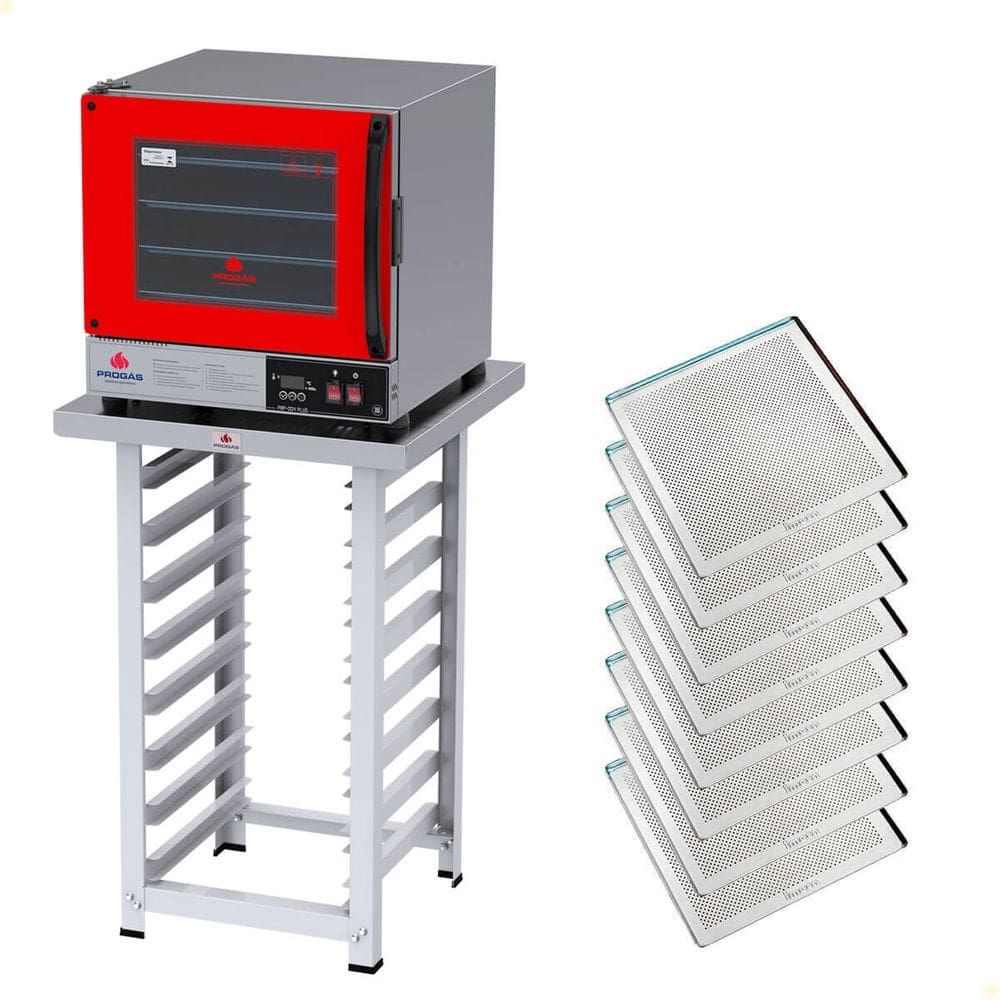 Kit Forno Turbo Elétrico Progás Plus Digital 220V Com Mesa PRP-004 E 8 Bandeja Imeca