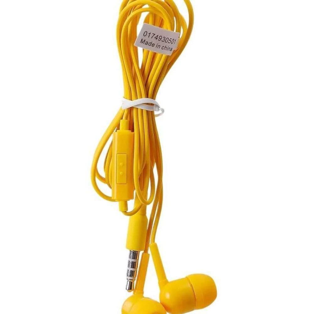 Fone De Ouvido Amarelo Confortável C/Fio Estojo Conector P2