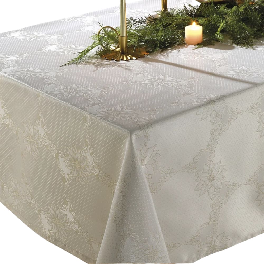 Toalha de Mesa Retangular 6 Lugares Dohler Lumina II Jacquard Bege