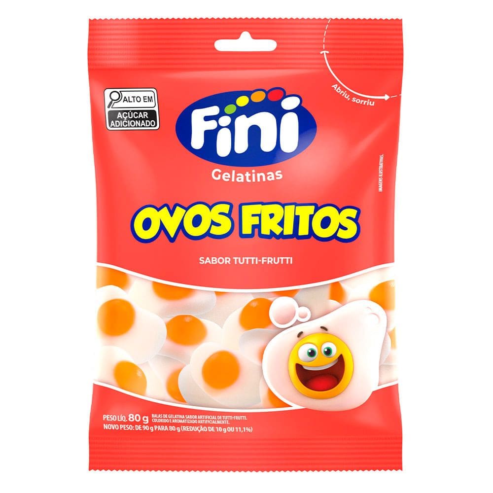 Balas de Gelatinas Fini Ovos Fritos Sabor Tutti Frutti 80g