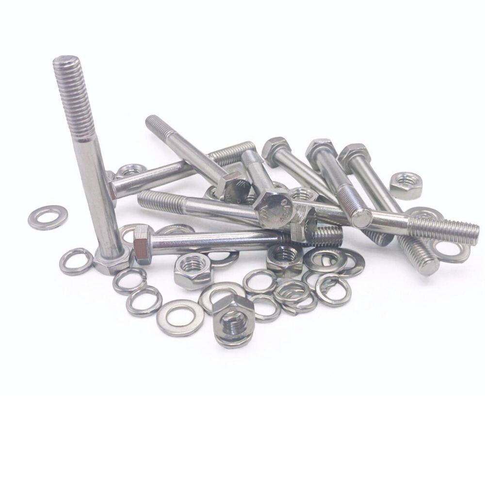 Kit 5 Parafusos Meia Rosca Parcial Sextavado Inox M1060Mm